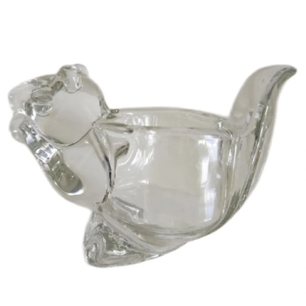 Avon clear glass squirrel votive candle holder